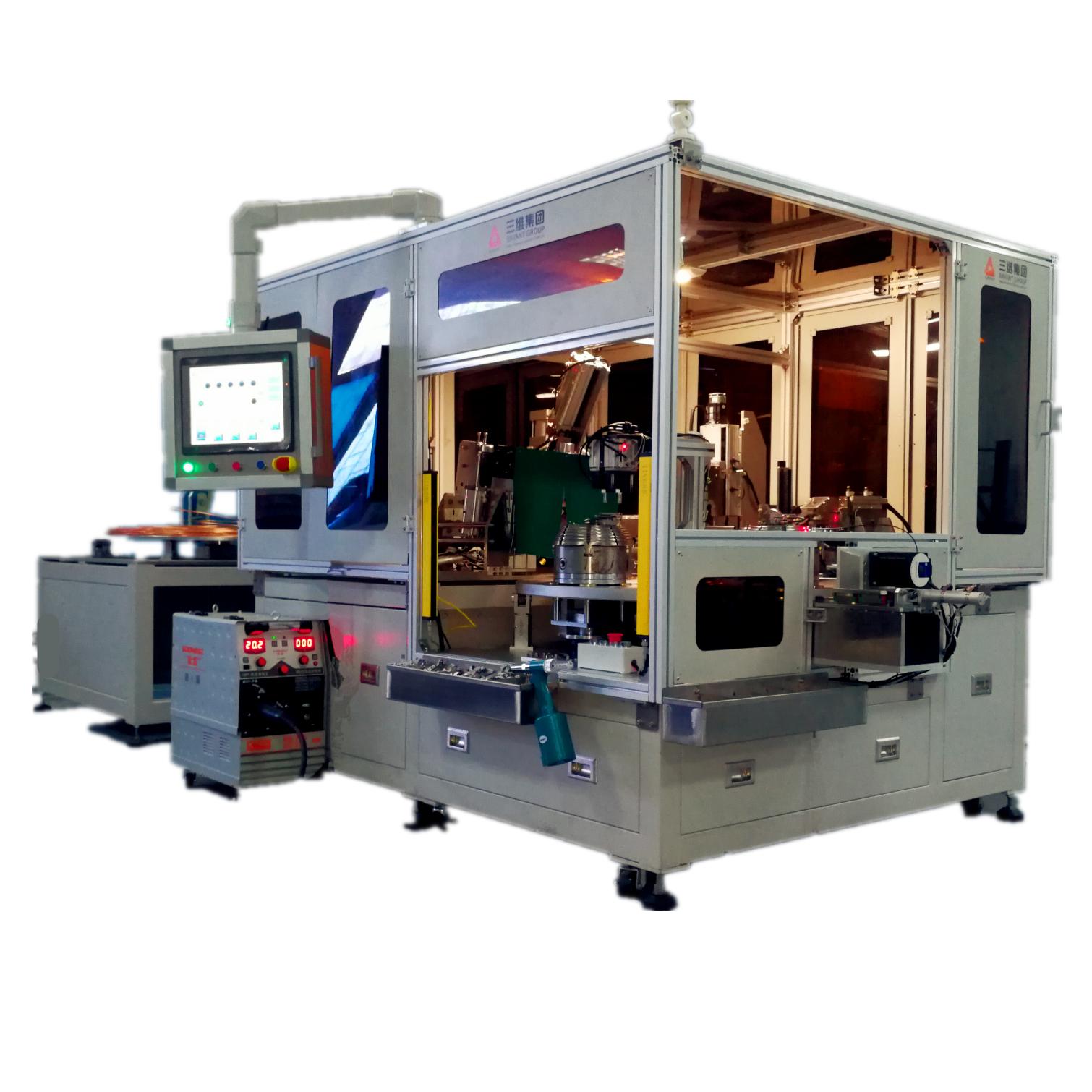 Automatic cooling tube cutting, winding, assembling and three times bending machine